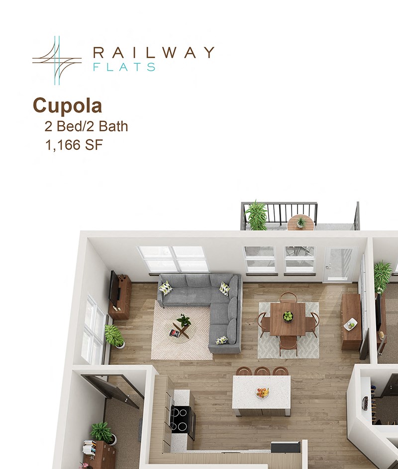 Cupola Floor Plan - 2 Bed/2 Bath Cupola 1,166 Sq.Ft. Floor Plan - 2 Bed/2 Bath